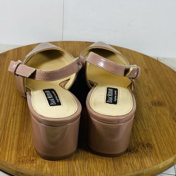 Isaac Mizrahi Women's Becca Pink Patent Leather Pumps With Ankle Strap Size 8.5M - Picture 4 of 6